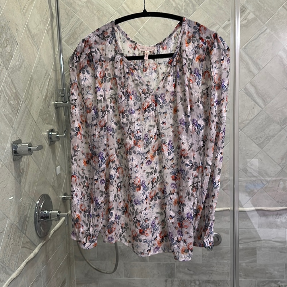 Rebecca Taylor Ruby Floral Silk Jacquard Blouse Top Size 10 $298